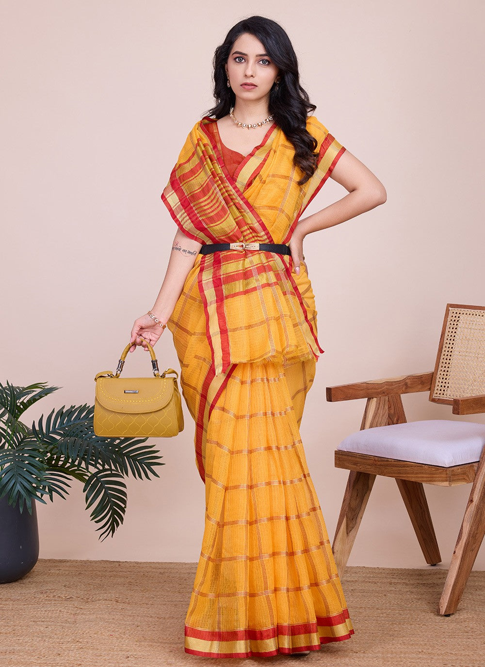 Classic Weaving Zari Kota Doriya Saree - S7904