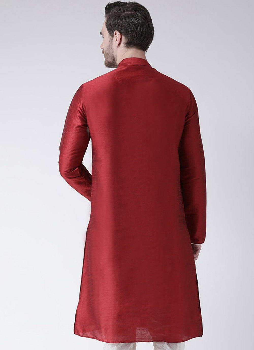 Embroidered Art Dupion Silk Maroon Kurta - M4240