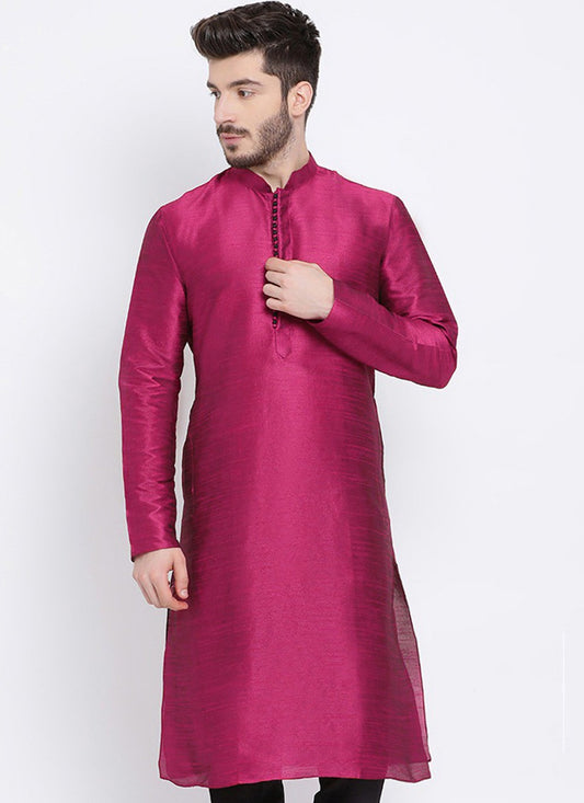 Embroidered Dupion Silk Magenta Kurta - M2305