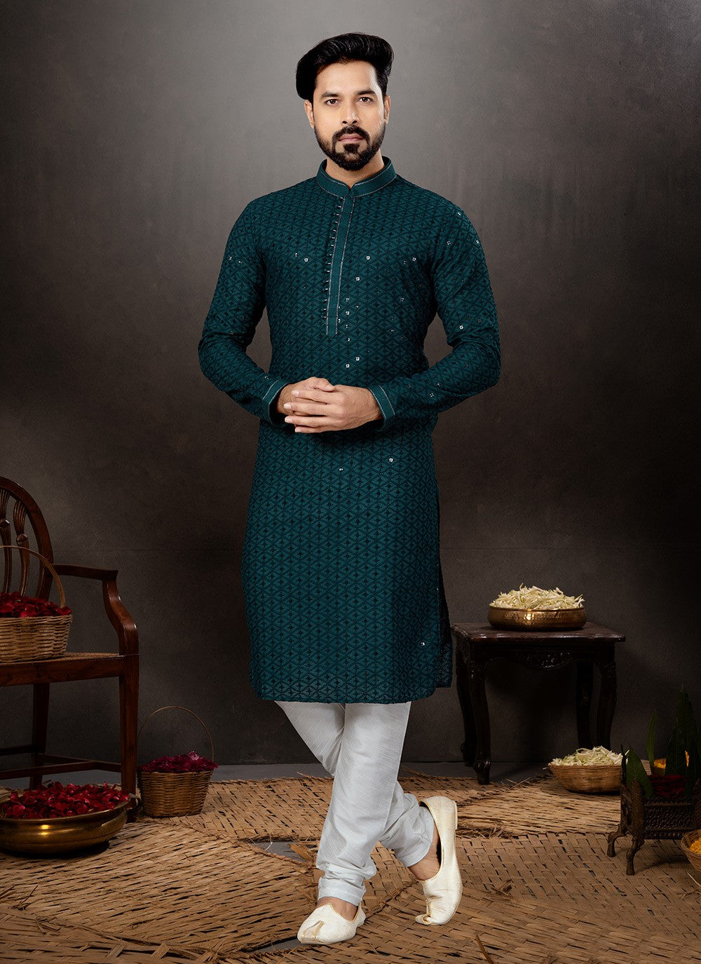 Embroidered Rayon Green Kurta - M5750