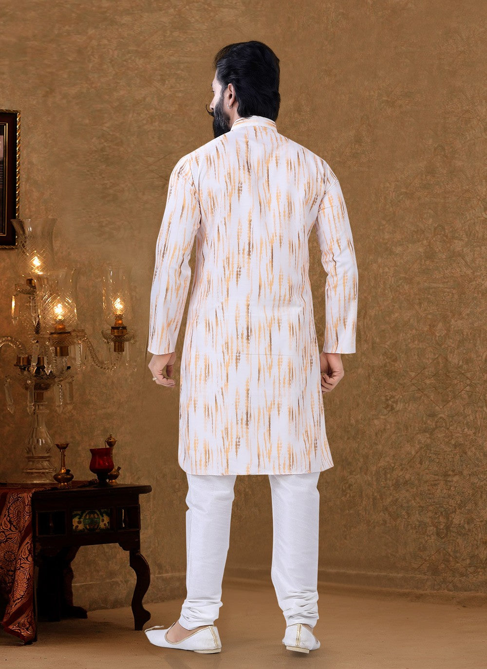 Digital Print Cotton Off White Kurta Pyjama - M3952