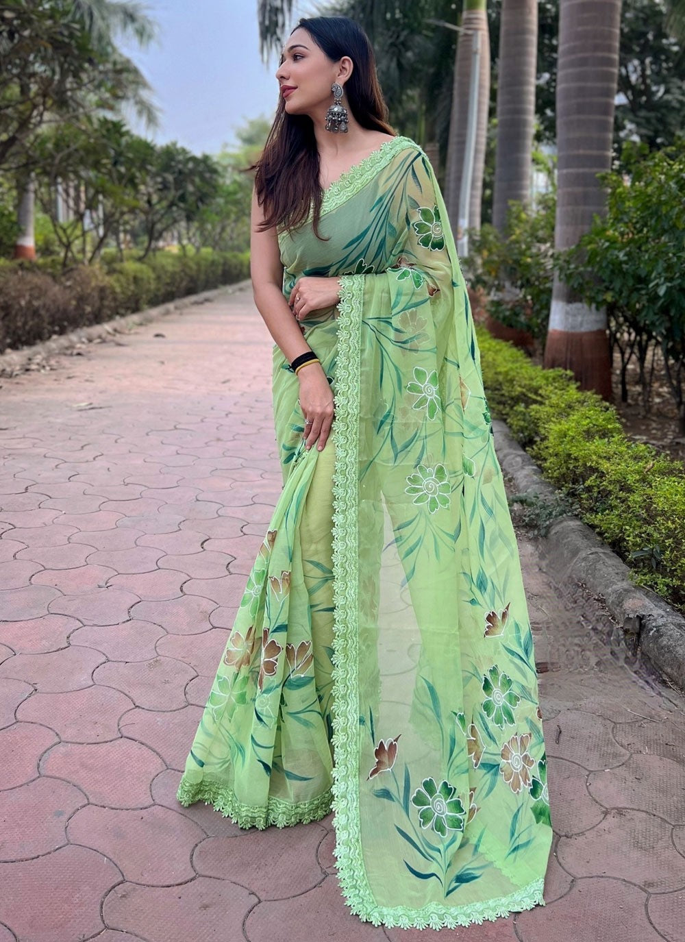 Classic Border Work Shimmer Saree - S6244