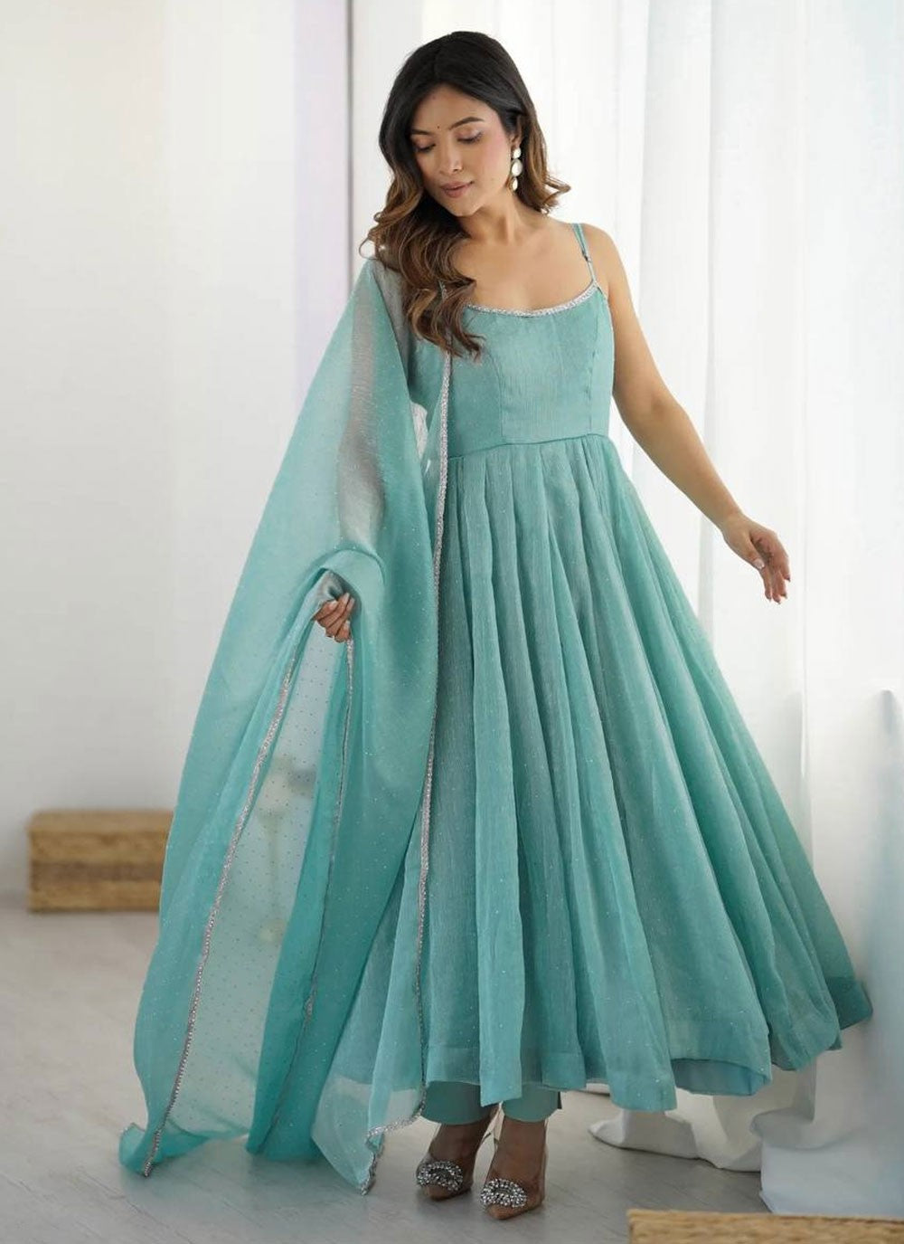 Anarkali Lace Aqua Blue T8342
