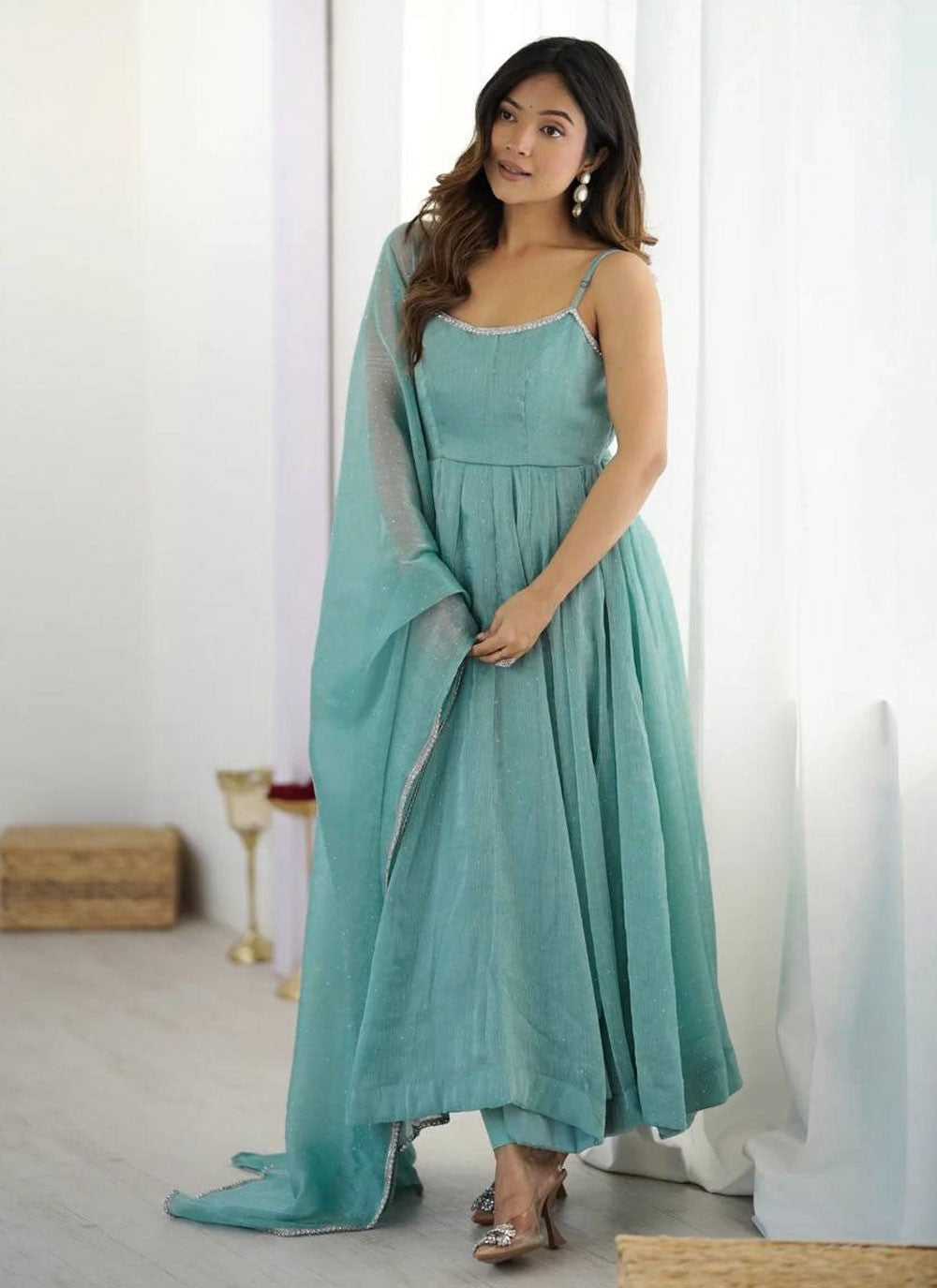 Anarkali Lace Aqua Blue T8342