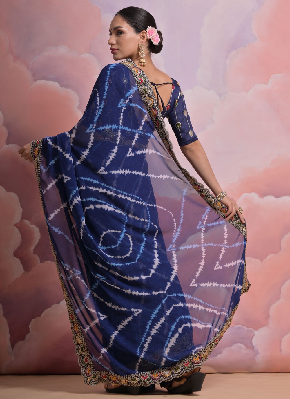 Contemporary Border Work Georgette Saree - S5203