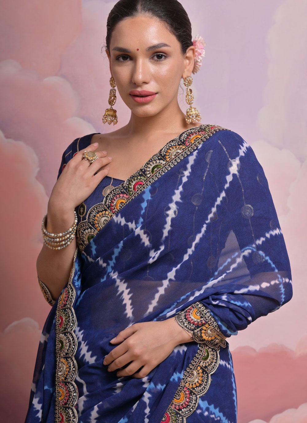 Contemporary Border Work Georgette Saree - S5203