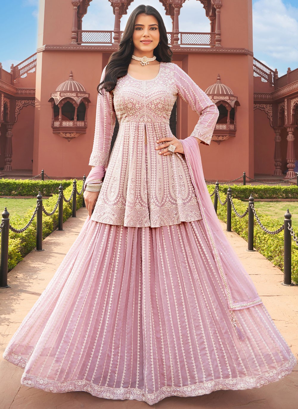 Embroidered Georgette Readymade Lehenga Choli - L2640