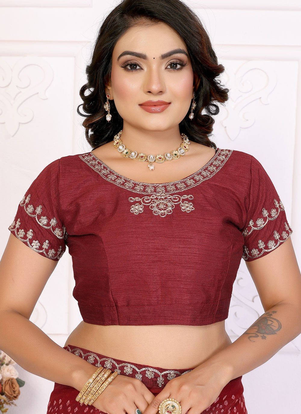 Bandhej Chiffon Maroon Trendy Saree S14953