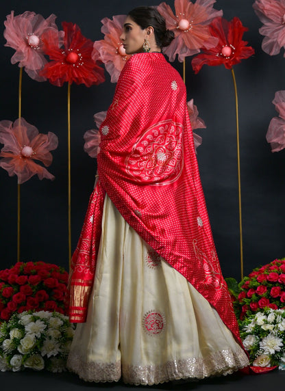 Border Work Viscose Off White Lehenga Choli L3447