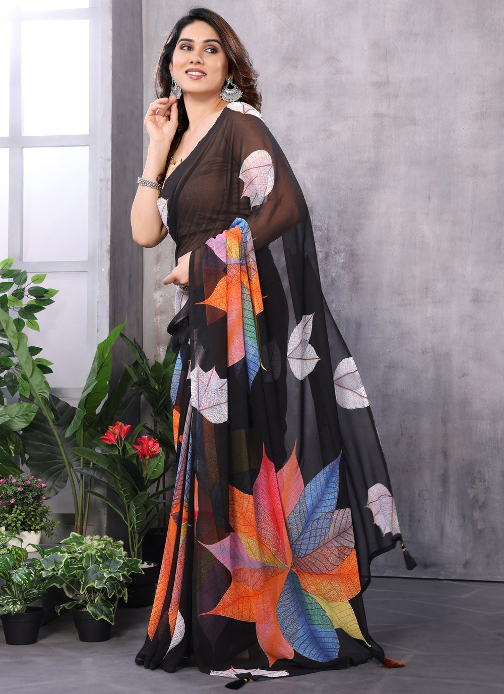 Classic Border Work Georgette Saree - S7329