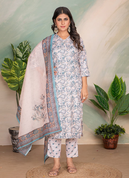 Pant Style Suit Lace Off White Rayon T5047
