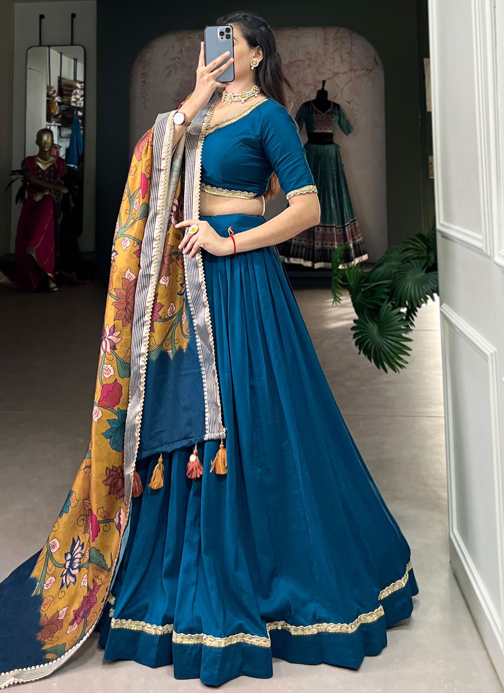 Lace Chinon, Silk A - Line Lehenga - L2946