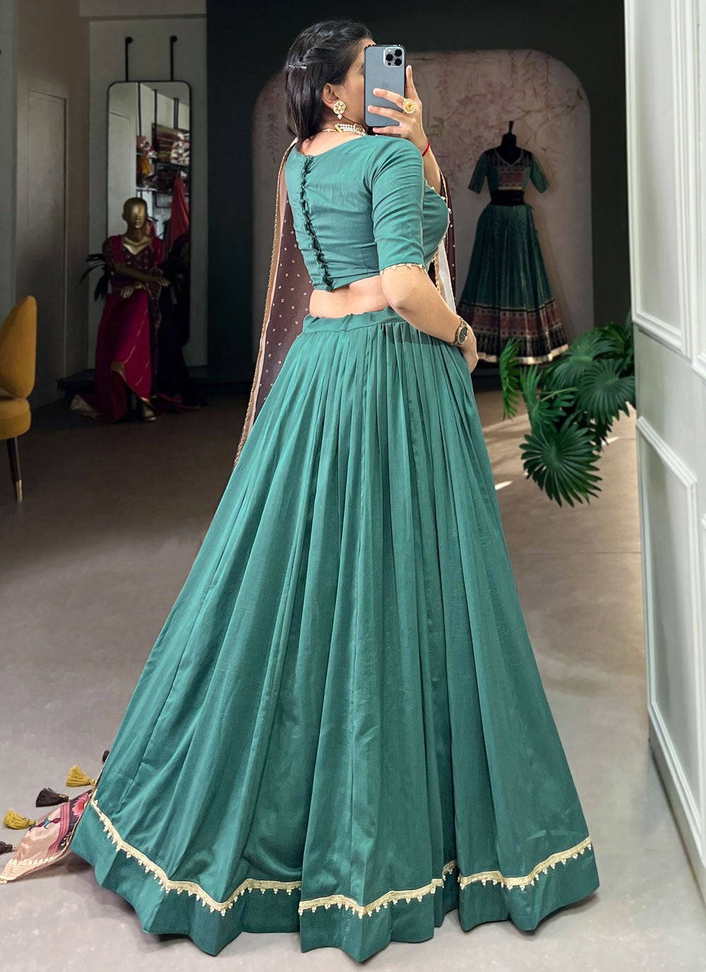 Lace Chinon, Silk A - Line Lehenga - L2946