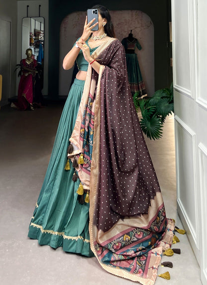 Lace Chinon, Silk A - Line Lehenga - L2946