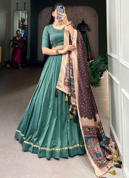 Lace Chinon, Silk A - Line Lehenga - L2946
