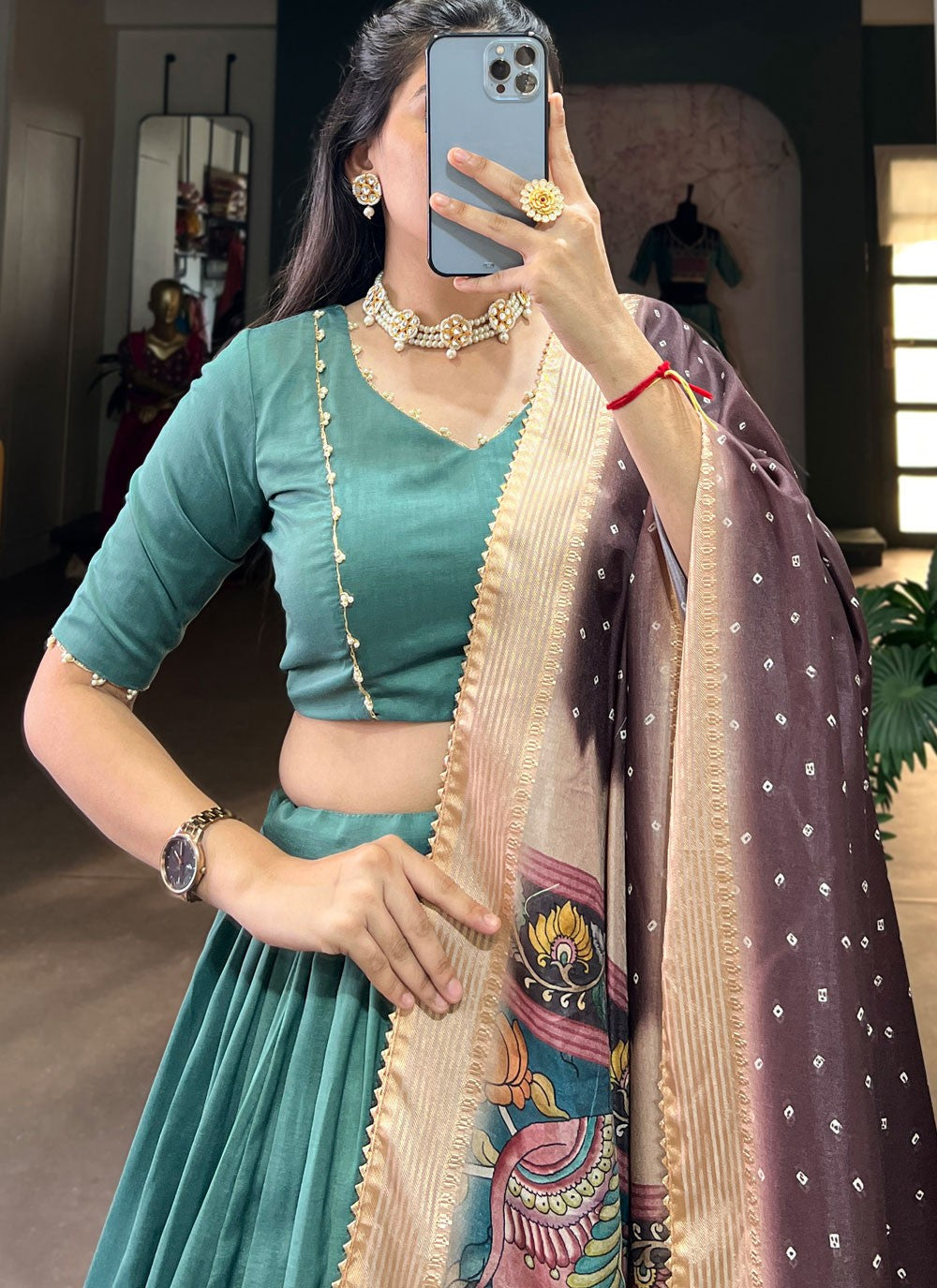 Lace Chinon, Silk A - Line Lehenga - L2946