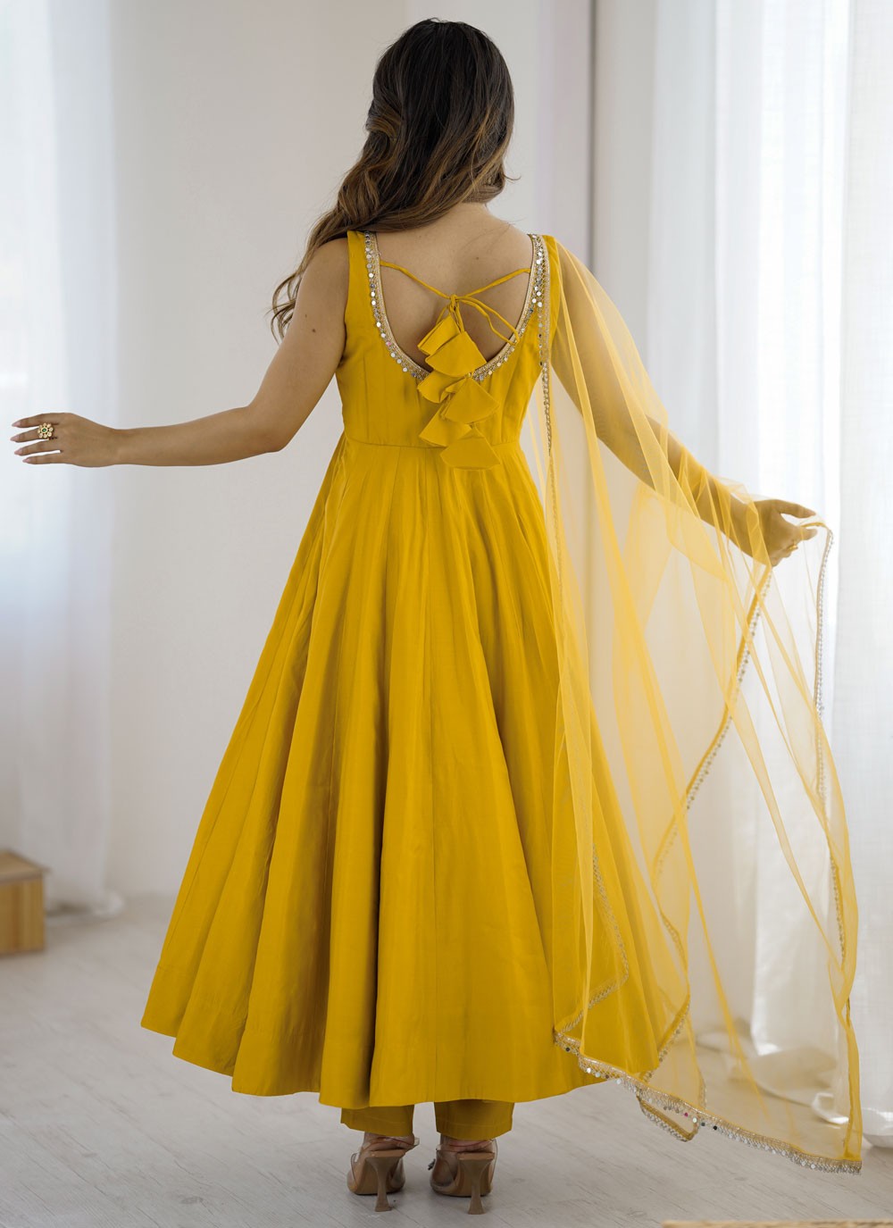 Anarkali Lace Mustard T8341