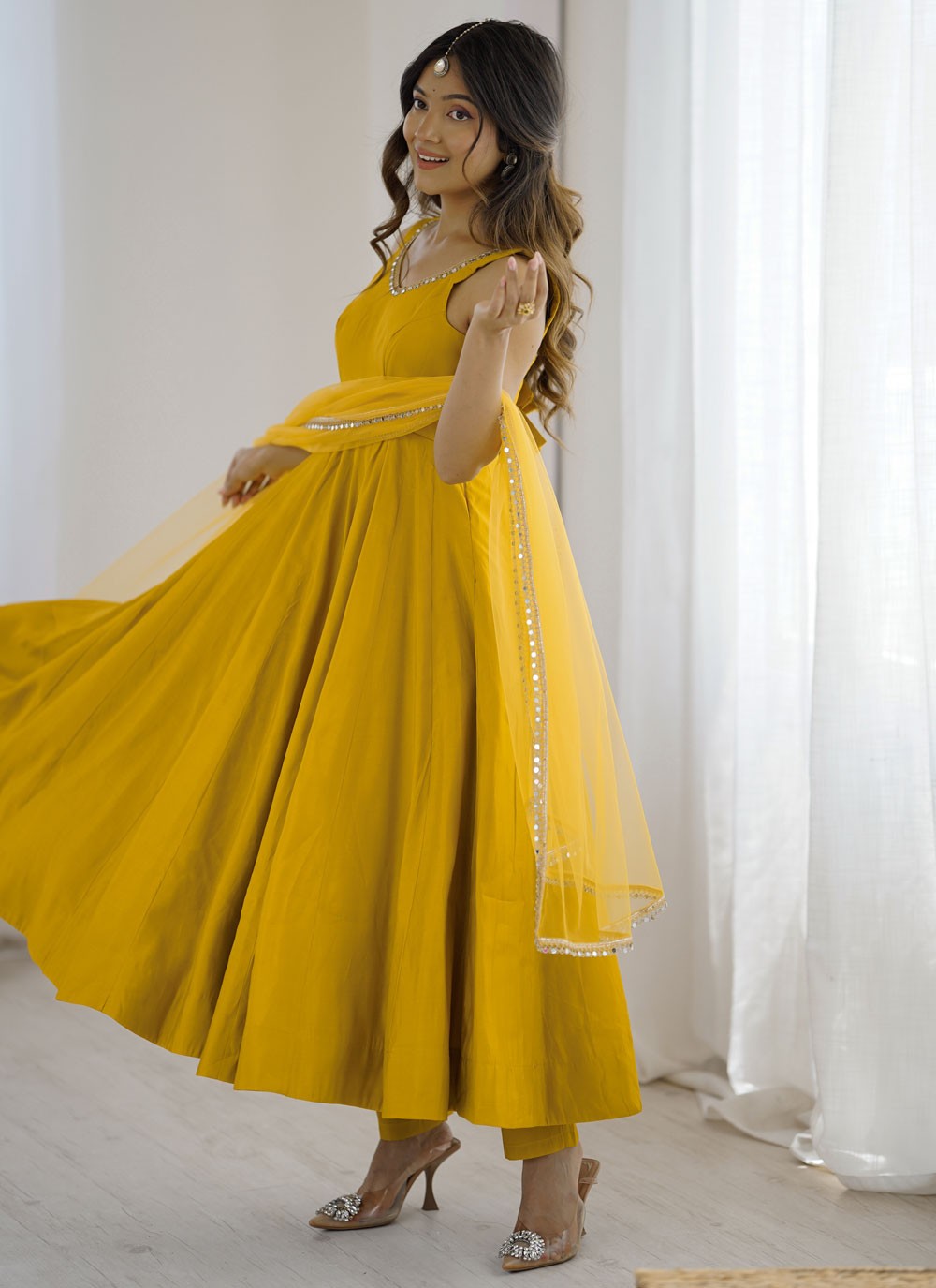 Anarkali Lace Mustard T8341