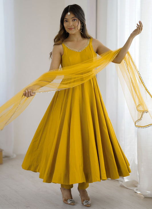 Anarkali Lace Mustard T8341