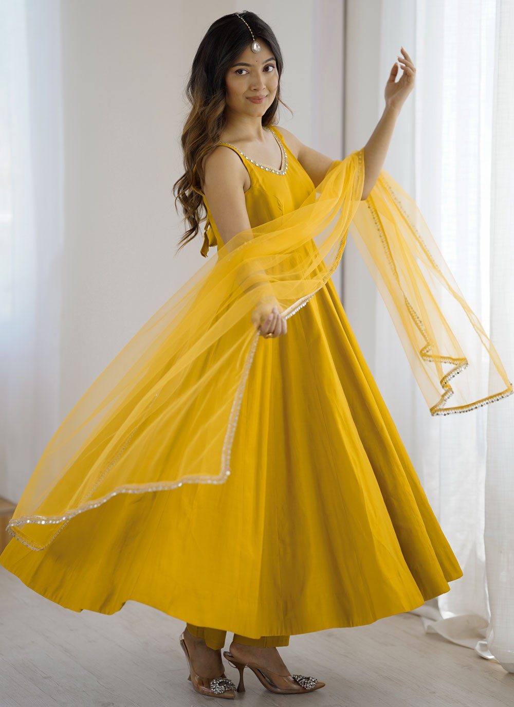 Anarkali Lace Mustard T8341