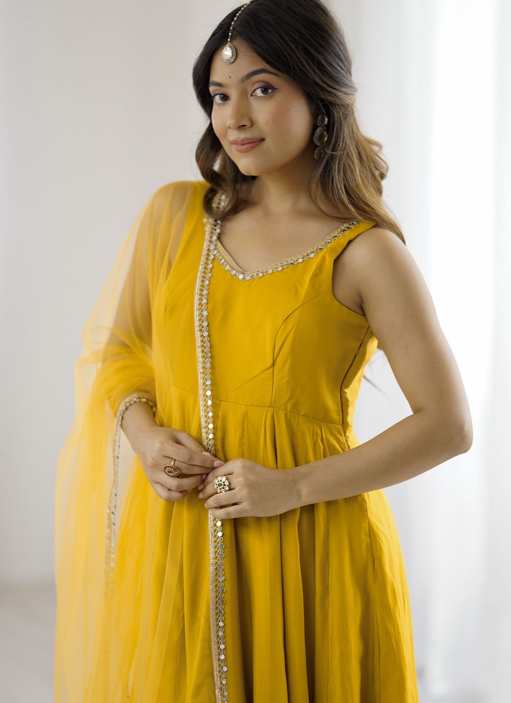 Anarkali Lace Mustard T8341