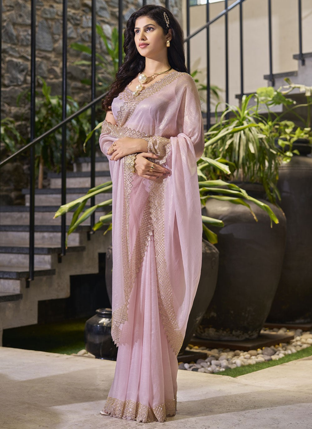 Cutdana, Swarovski Cotton Silk Saree - S11586