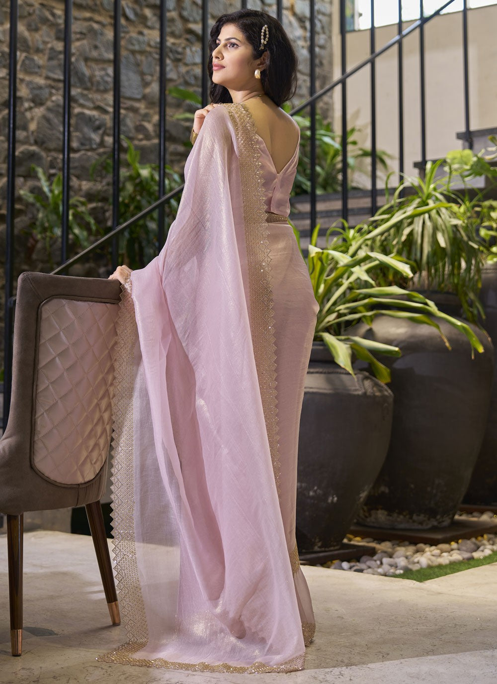Cutdana, Swarovski Cotton Silk Saree - S11586