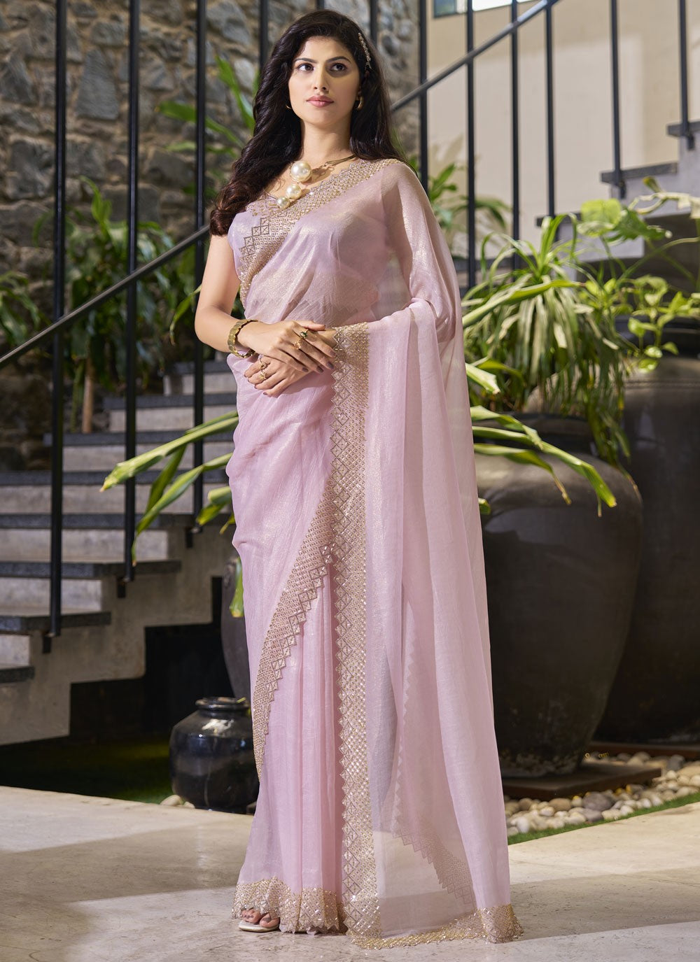 Cutdana, Swarovski Cotton Silk Saree - S11586