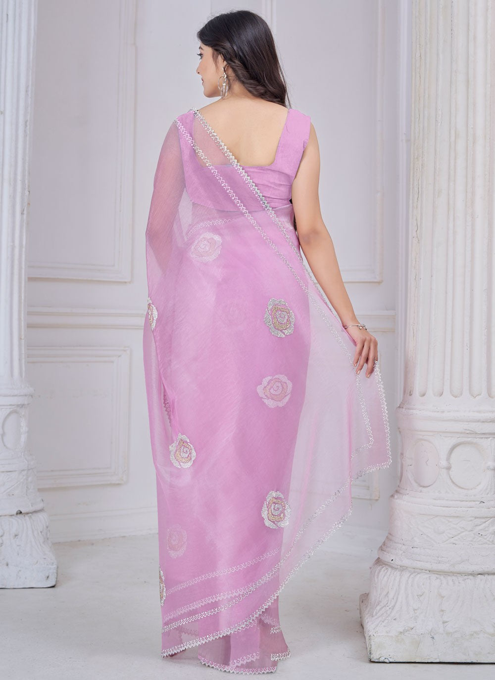 Swarovski Organza Lavender Trendy Saree S15118