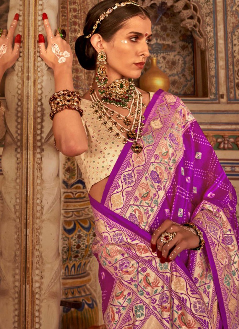 Bandhej Silk Lavender Classic Saree S15504