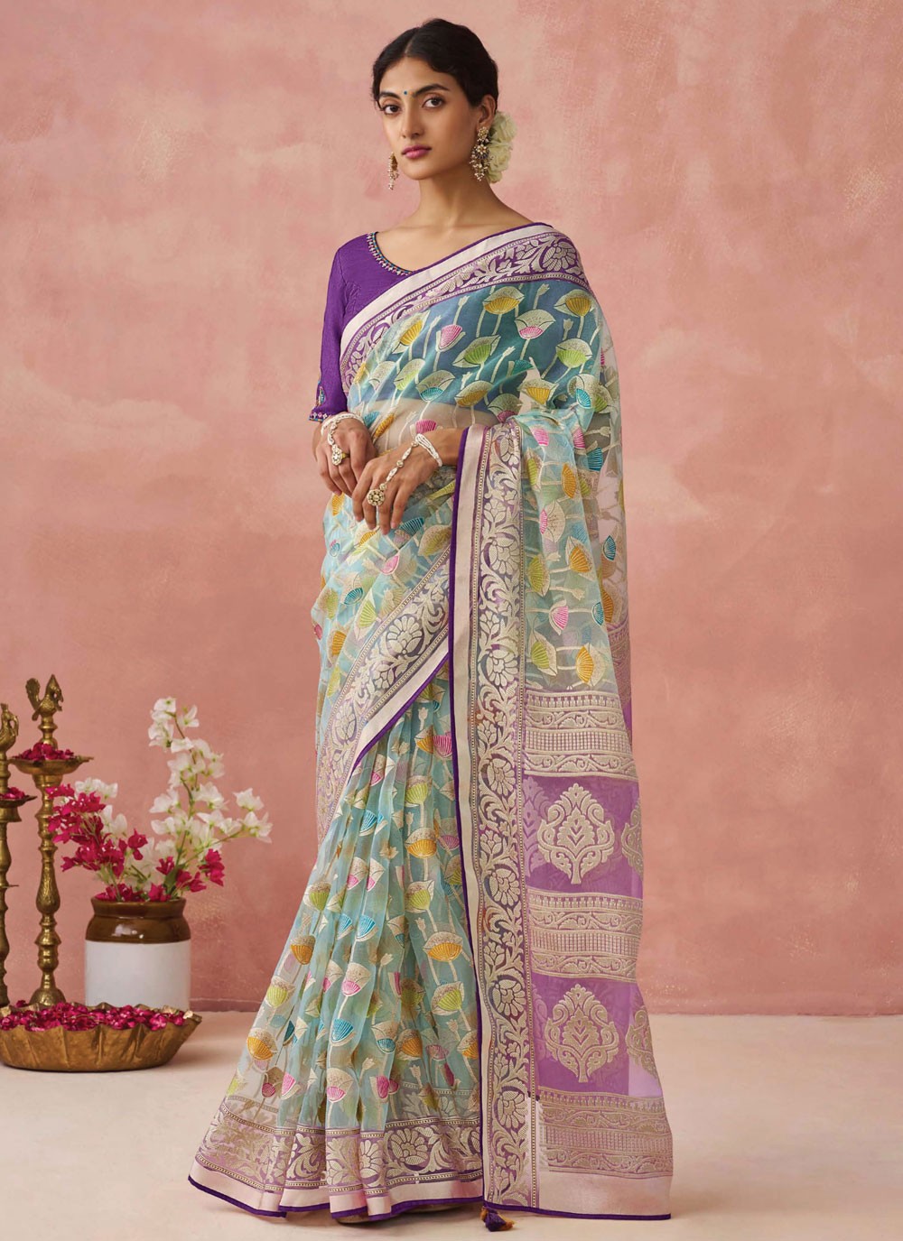 Classic Printed Brasso Saree - S7431