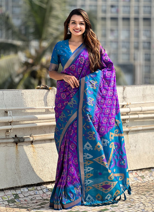 Classic Saree Meenakari Lavender Patola Silk Saree S13556