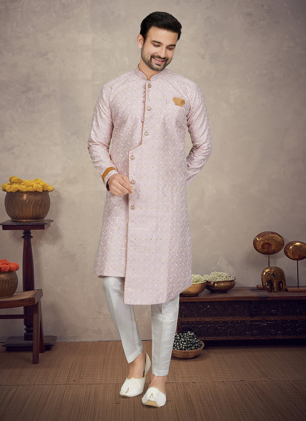 Fancy Work Lucknowi Lavender Indo Western - M5968