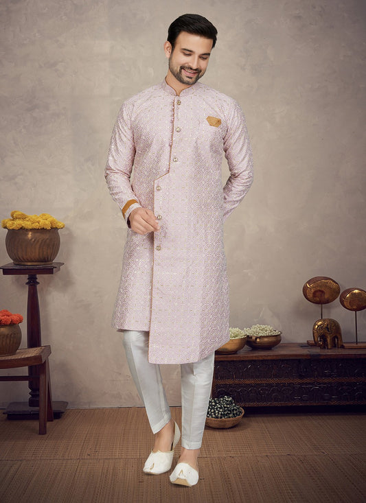 Fancy Work Lucknowi Lavender Indo Western - M5968