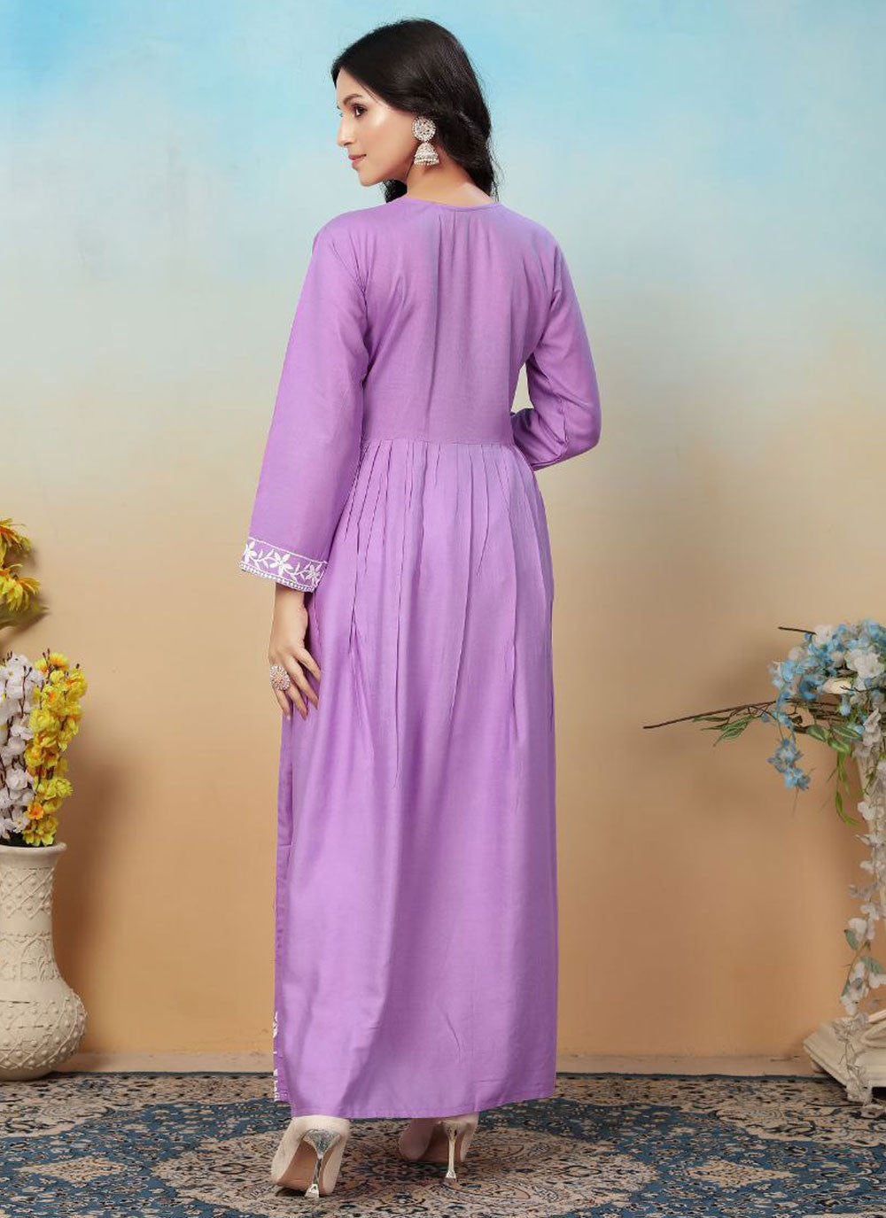 Chikankari Work Rayon Gown - G1787