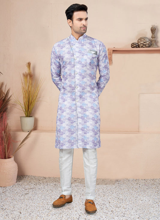 Fancy Work Cotton Lavender Indo Western - M6218