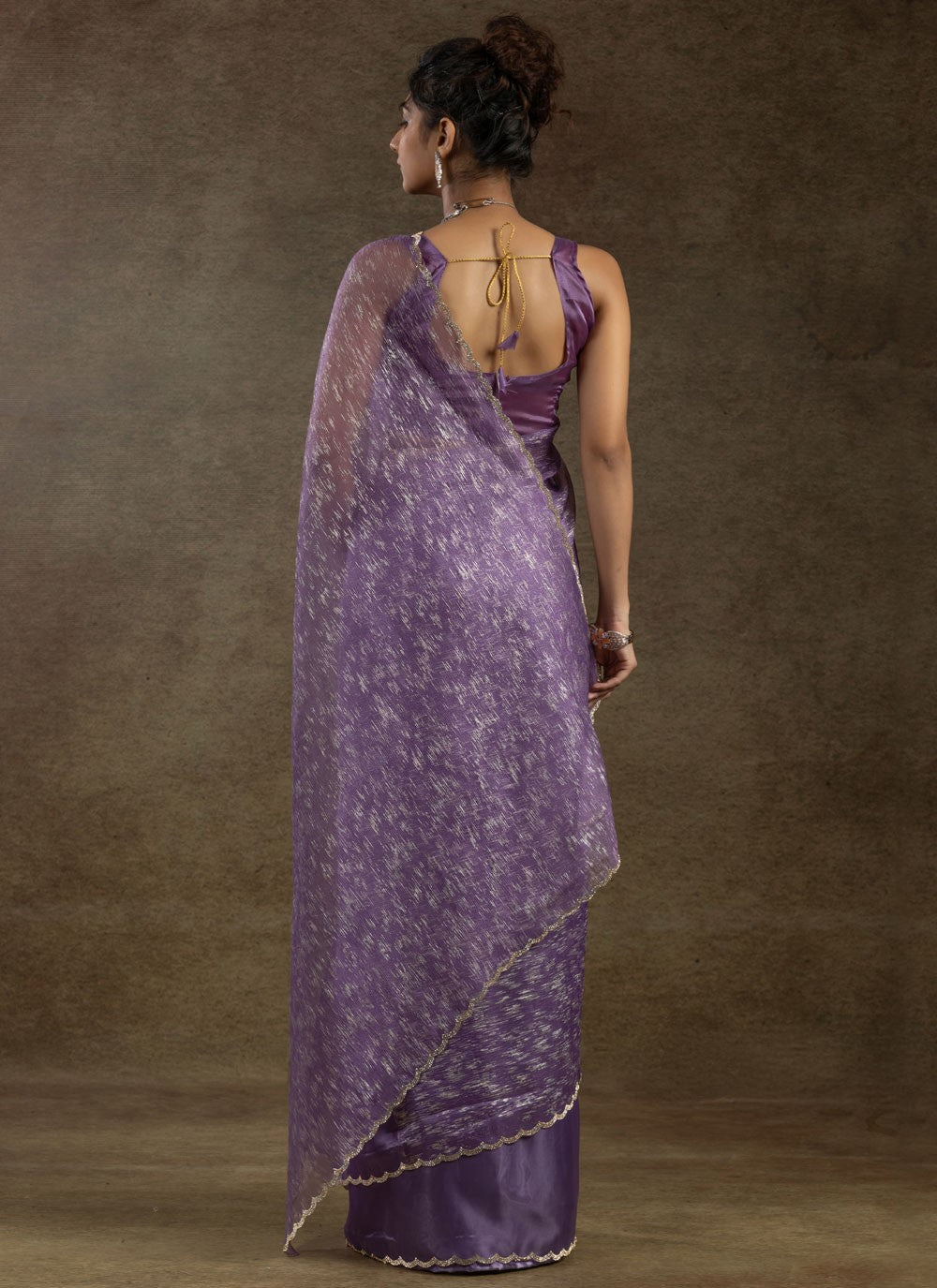 Cut Work Crush Lavender Classic Saree S15573