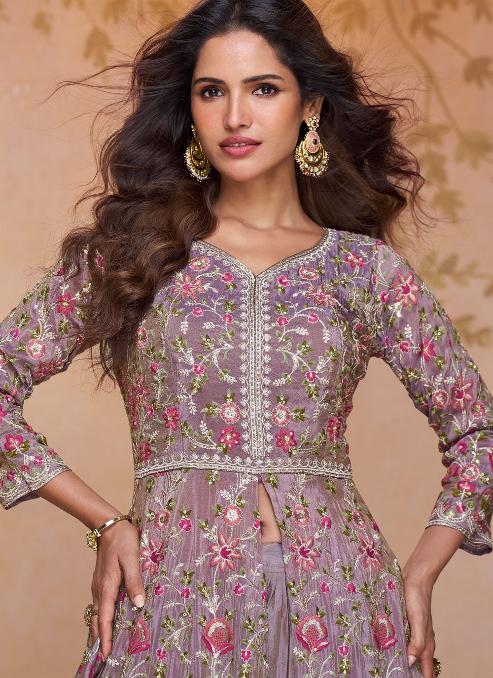 Anarkali Embroidered, Zari Lavender T8456