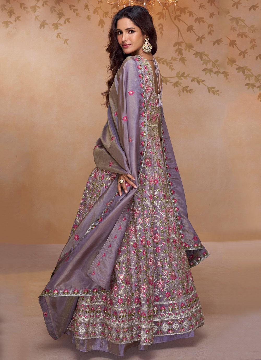 Anarkali Embroidered, Zari Lavender T8456