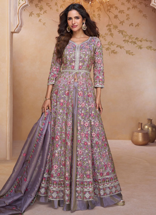 Anarkali Embroidered, Zari Lavender T8456