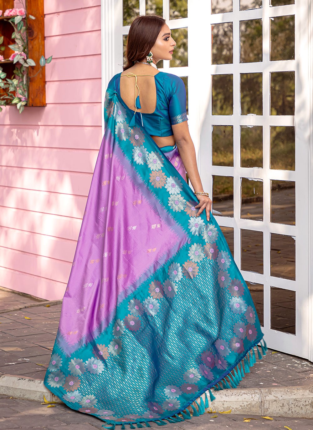 Trendy Saree Printed Lavender Silk S12562
