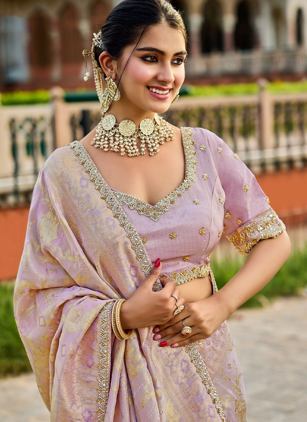 Lavender Tissue Classic Saree Beads S19774