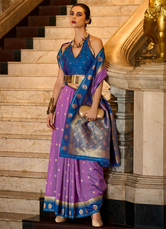 Weaving Zari Silk Lavender Classic Saree S14856