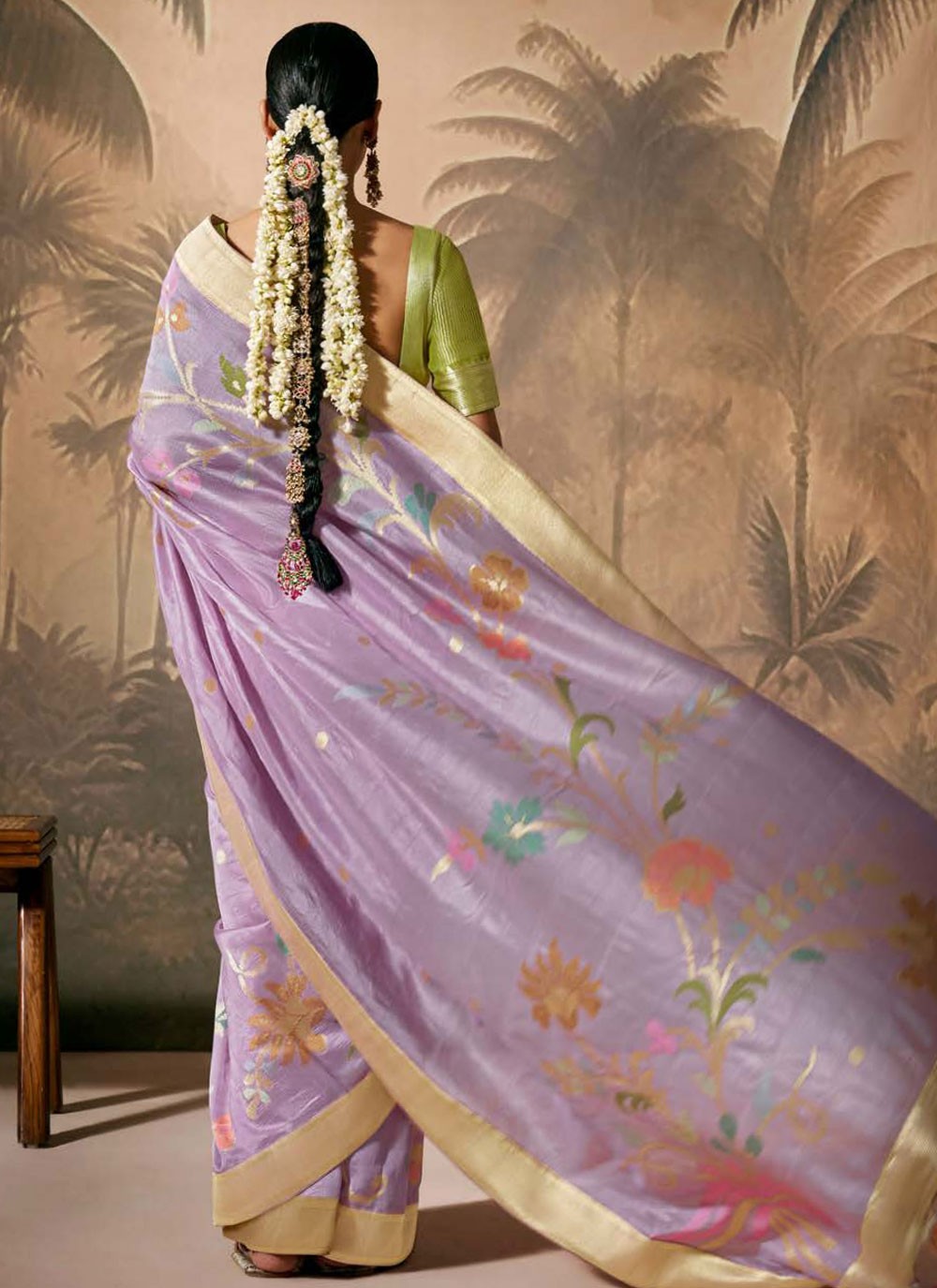 Classic Floral Printed Silk Saree - S8354