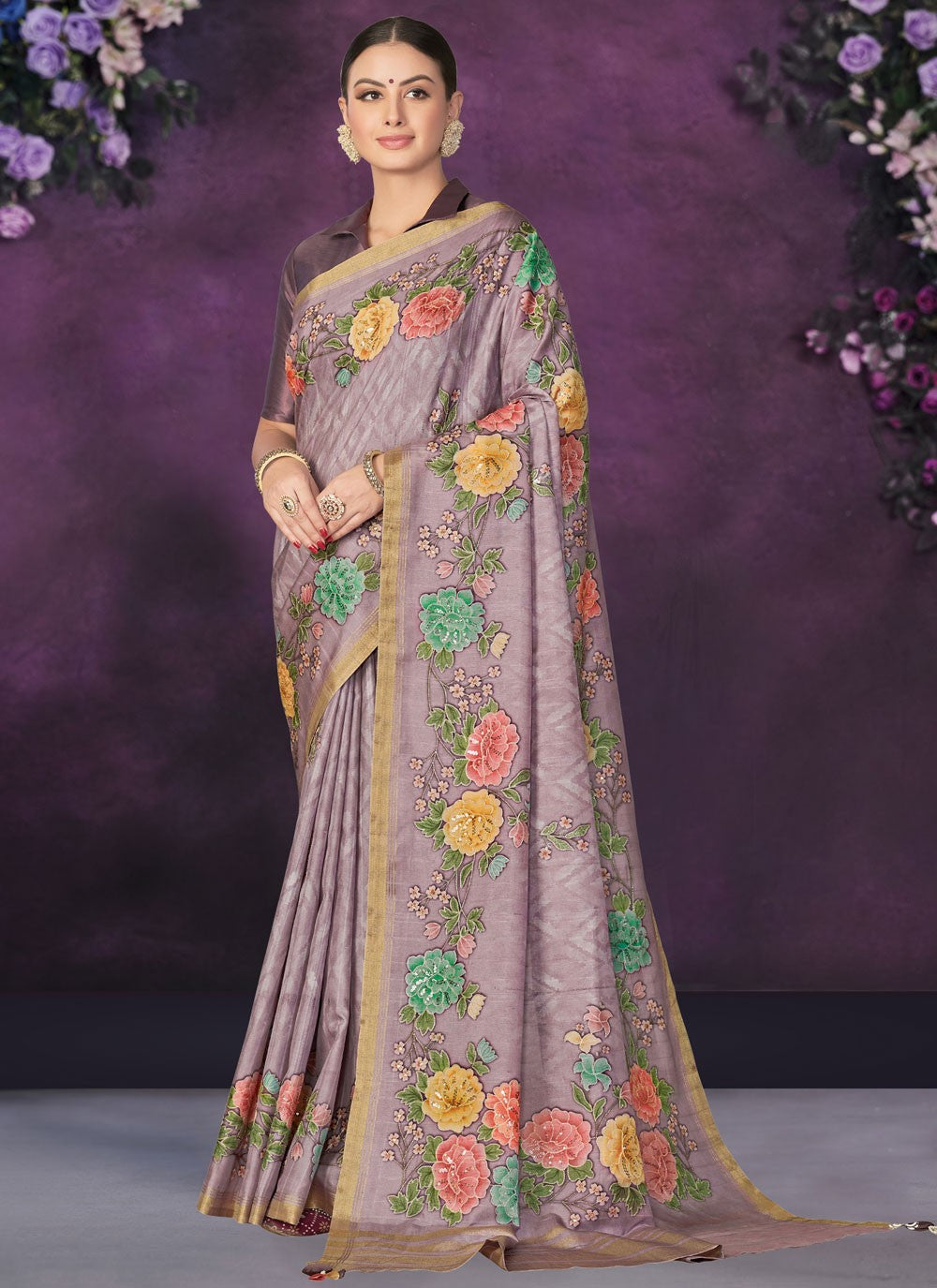 Classic Embroidered Tussar Silk Saree - S9296
