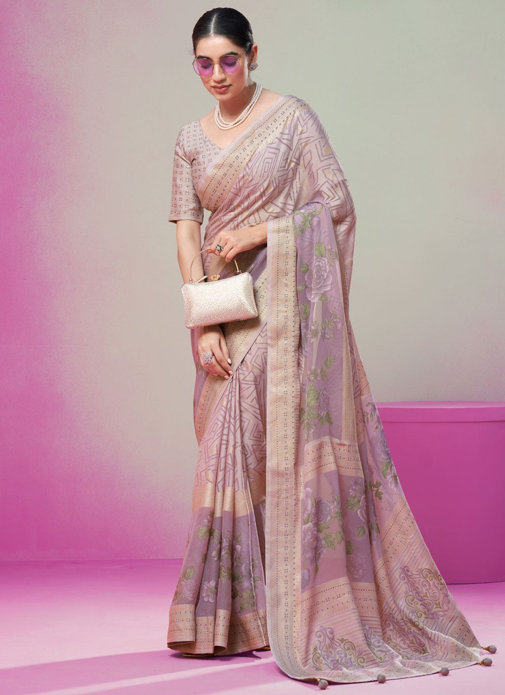 Trendy Saree Printed Lavender Georgette Saree S13365