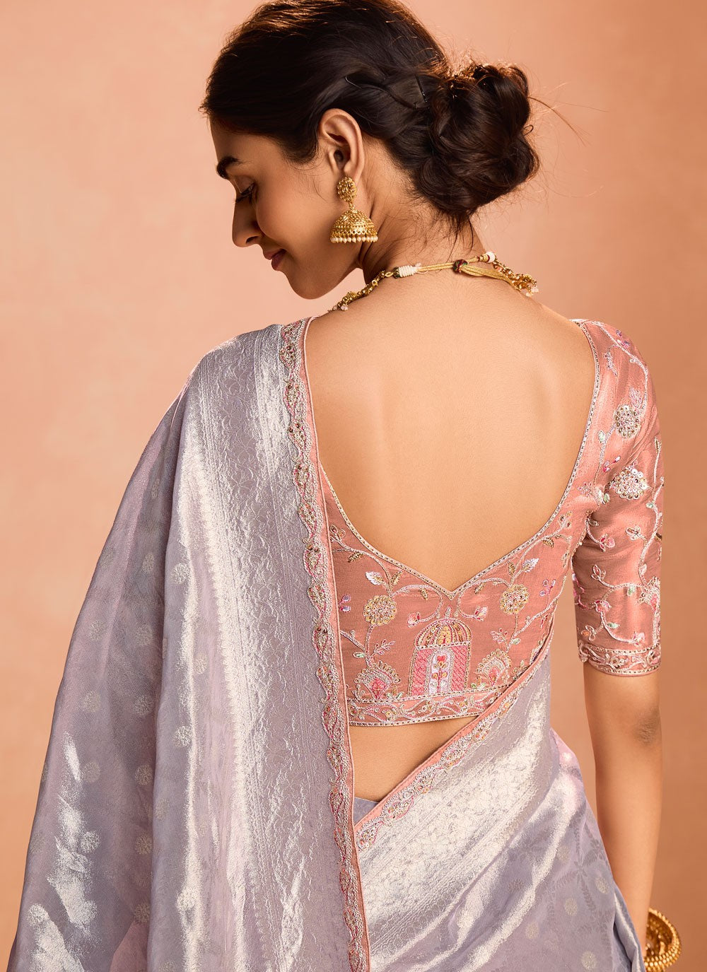 Contemporary Embroidered Lavender Silk S12839