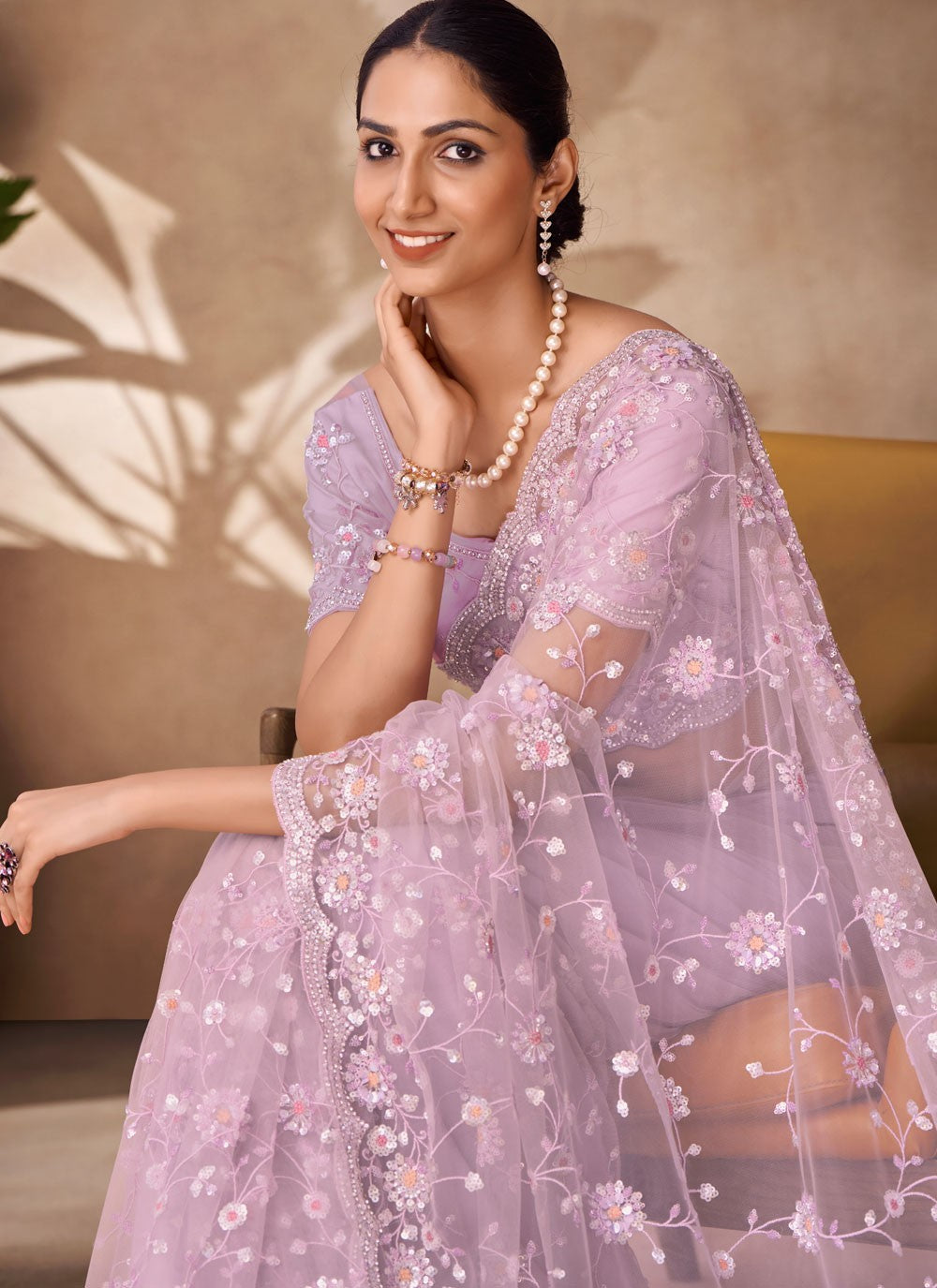 Classic Sequins Net Saree - S6568