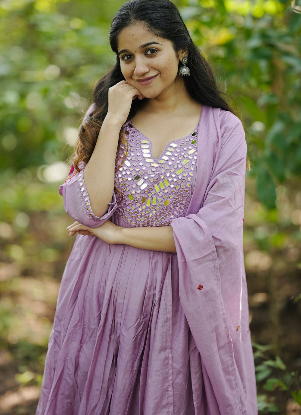 Salwar Suit Mirror Lavender Chanderi Silk T5264