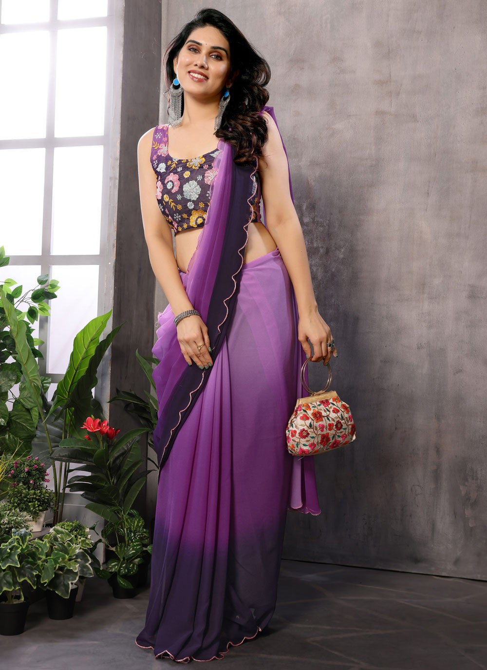 Classic Printed Georgette Saree - S9413